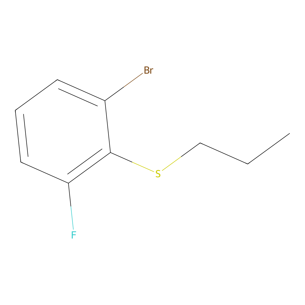 (2-Bromo-6-fluorophenyl)(propyl)sulfane molecular structure, CAS 2921735-59-1
