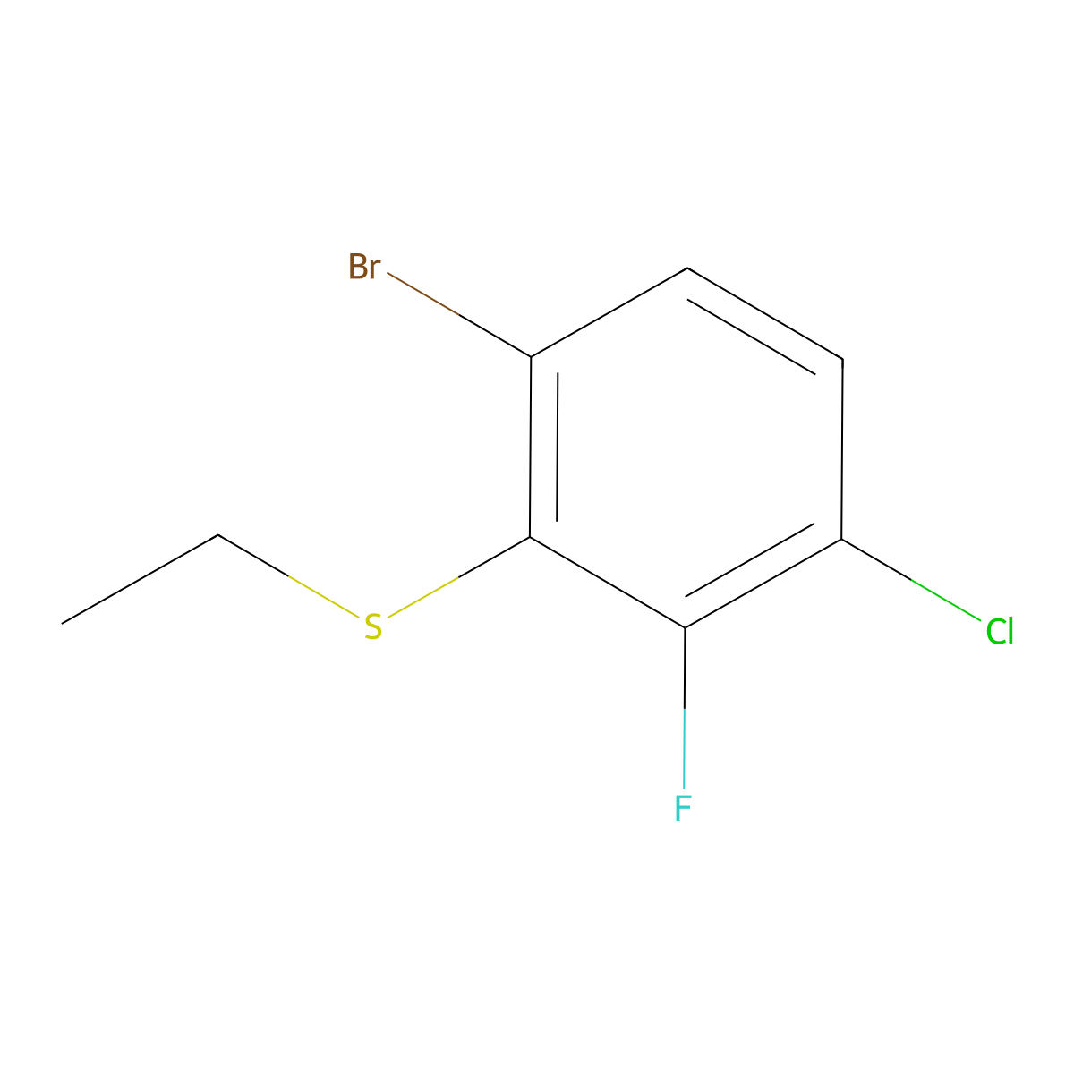 (6-Bromo-3-chloro-2-fluorophenyl)(ethyl)sulfane molecular structure, CAS 2921738-40-9