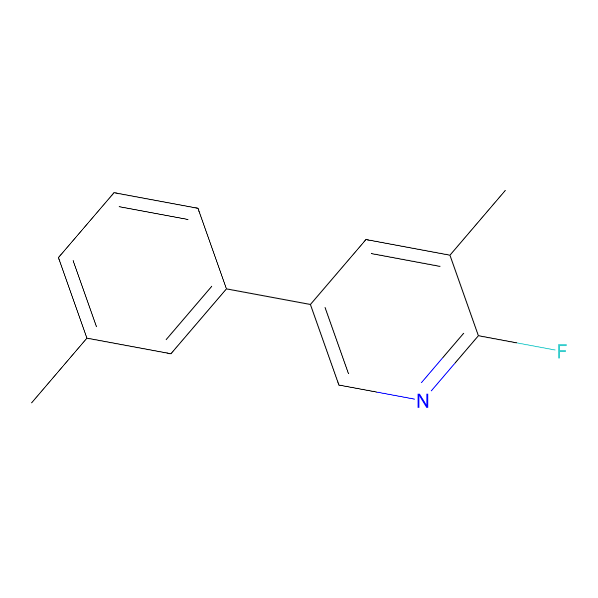 2-Fluoro-3-methyl-5-(m-tolyl)pyridine molecular structure, CAS 2921738-58-9