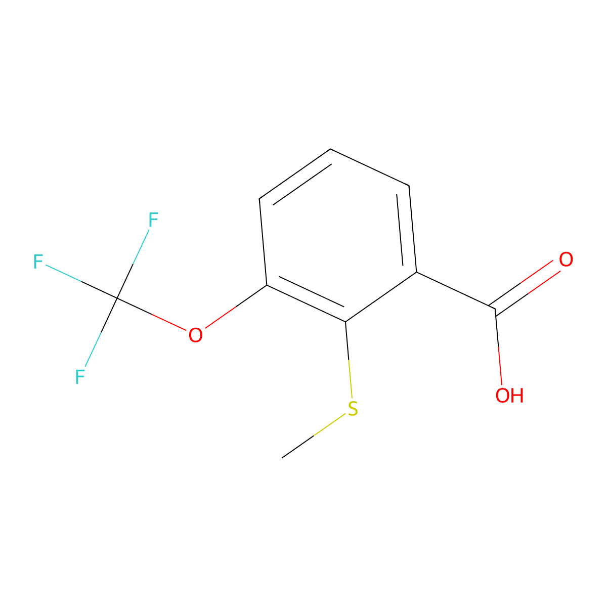 2-(Methylthio)-3-(trifluoromethoxy)benzoic acid molecular structure, CAS 2921739-10-6