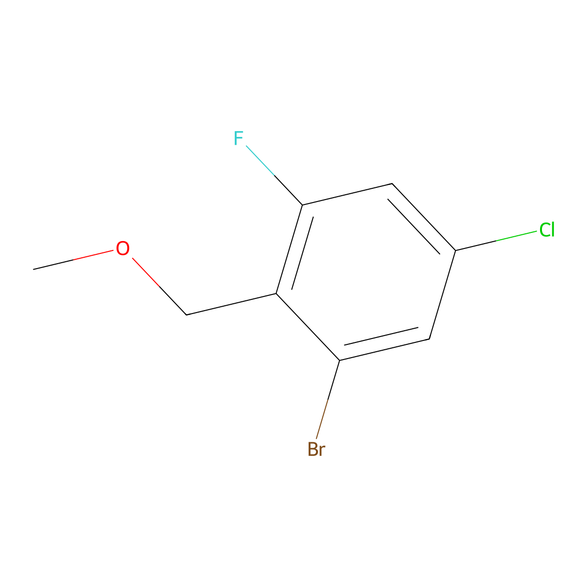 1-Bromo-5-chloro-3-fluoro-2-(methoxymethyl)benzene molecular structure, CAS 2921739-28-6