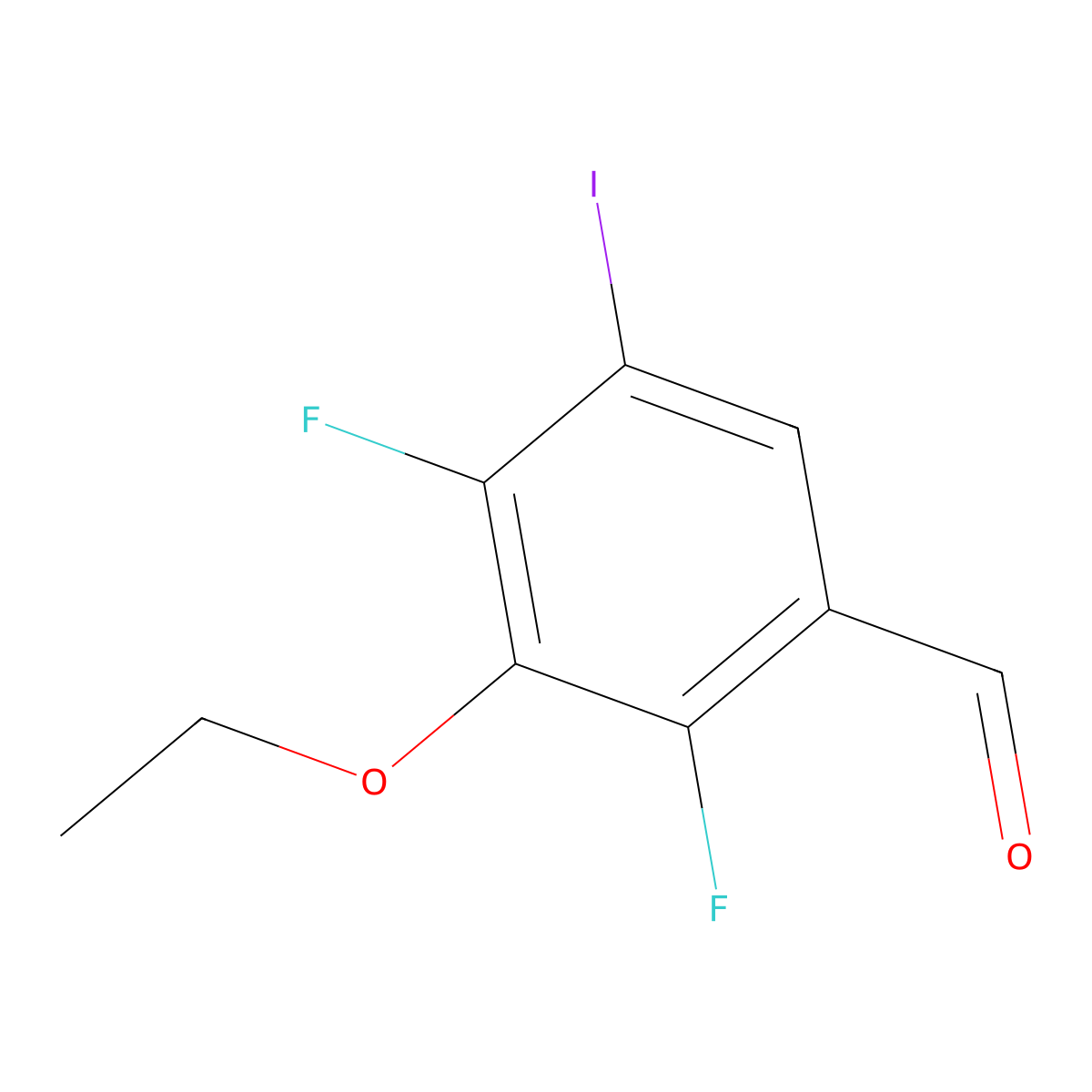 3-Ethoxy-2,4-difluoro-5-iodobenzaldehyde molecular structure, CAS 2921739-58-2