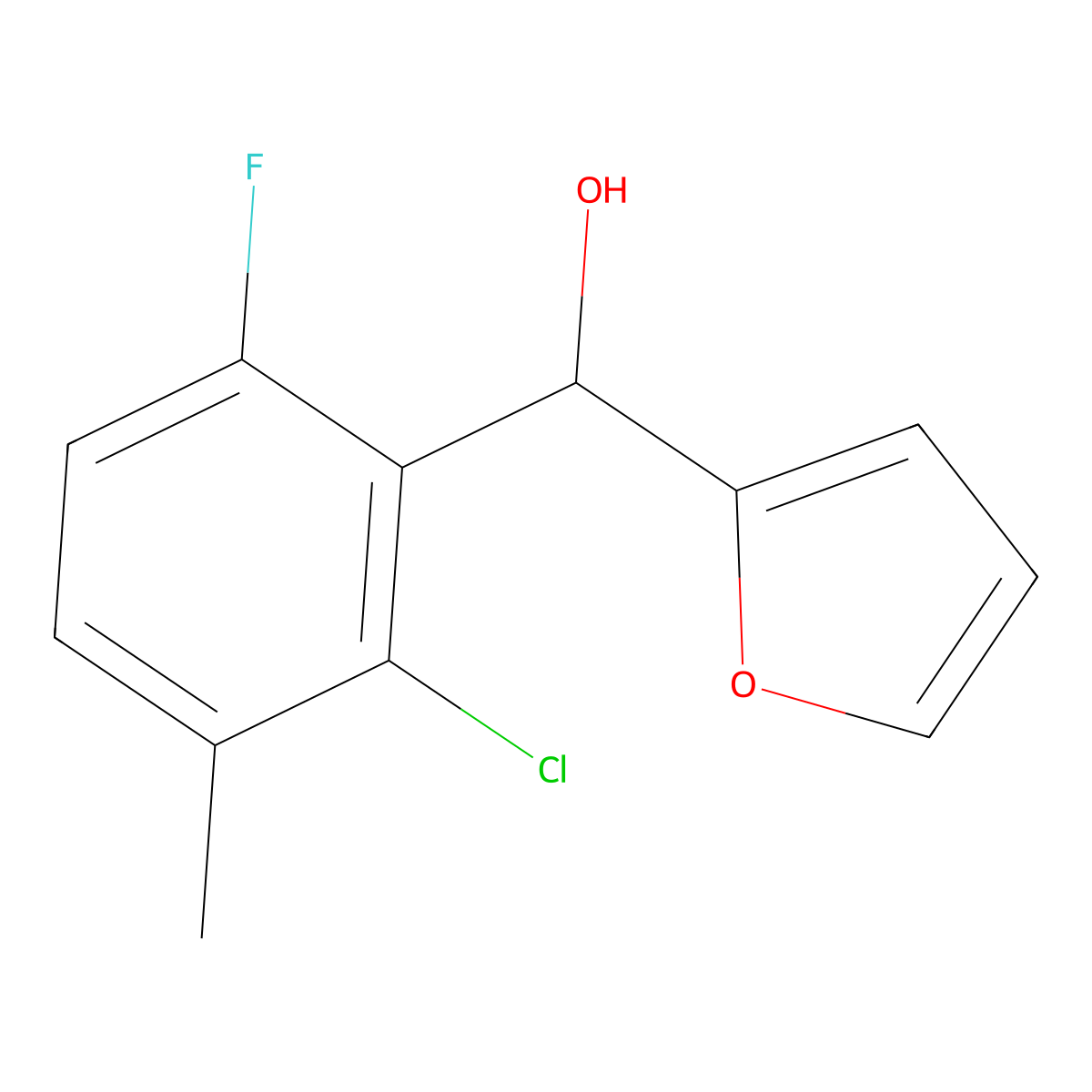 (2-Chloro-6-fluoro-3-methylphenyl)(furan-2-yl)methanol molecular structure, CAS 2921742-47-2