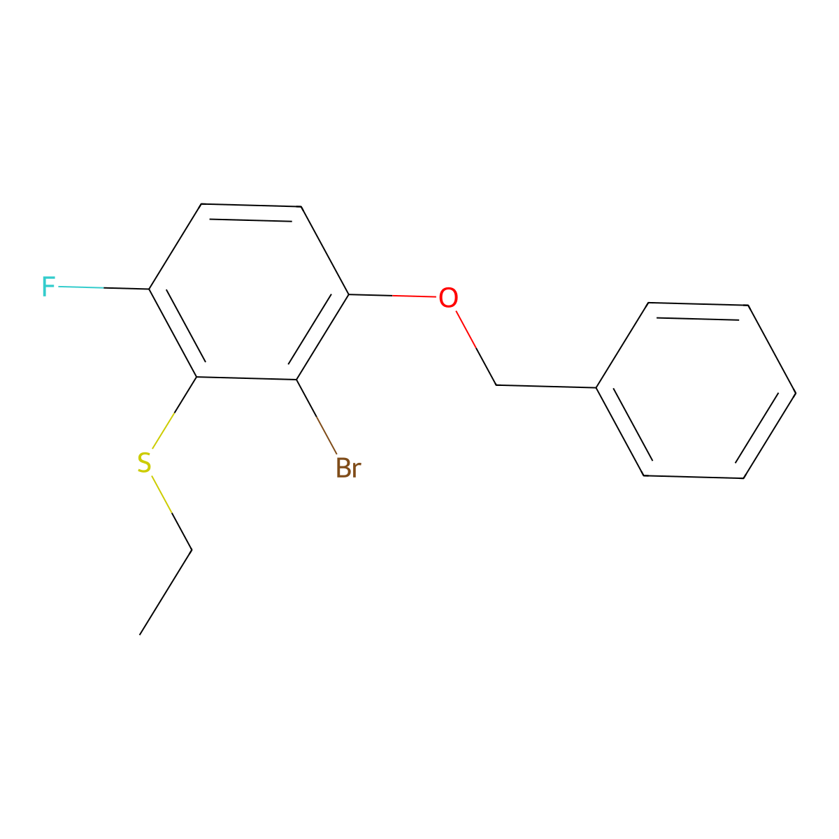 (3-(Benzyloxy)-2-bromo-6-fluorophenyl)(ethyl)sulfane molecular structure, CAS 2921742-55-2