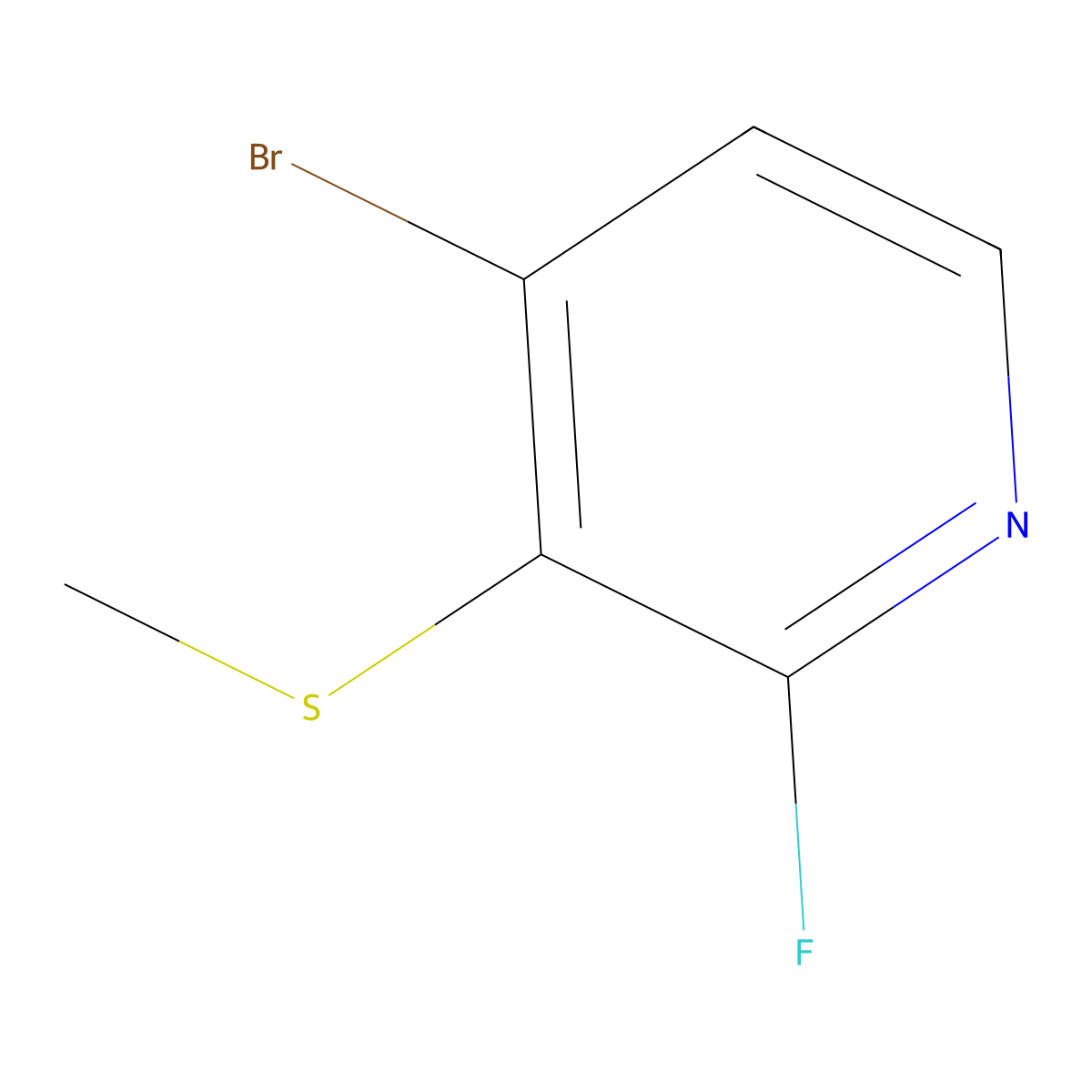 4-Bromo-2-fluoro-3-(methylthio)pyridine molecular structure, CAS 2921743-40-8