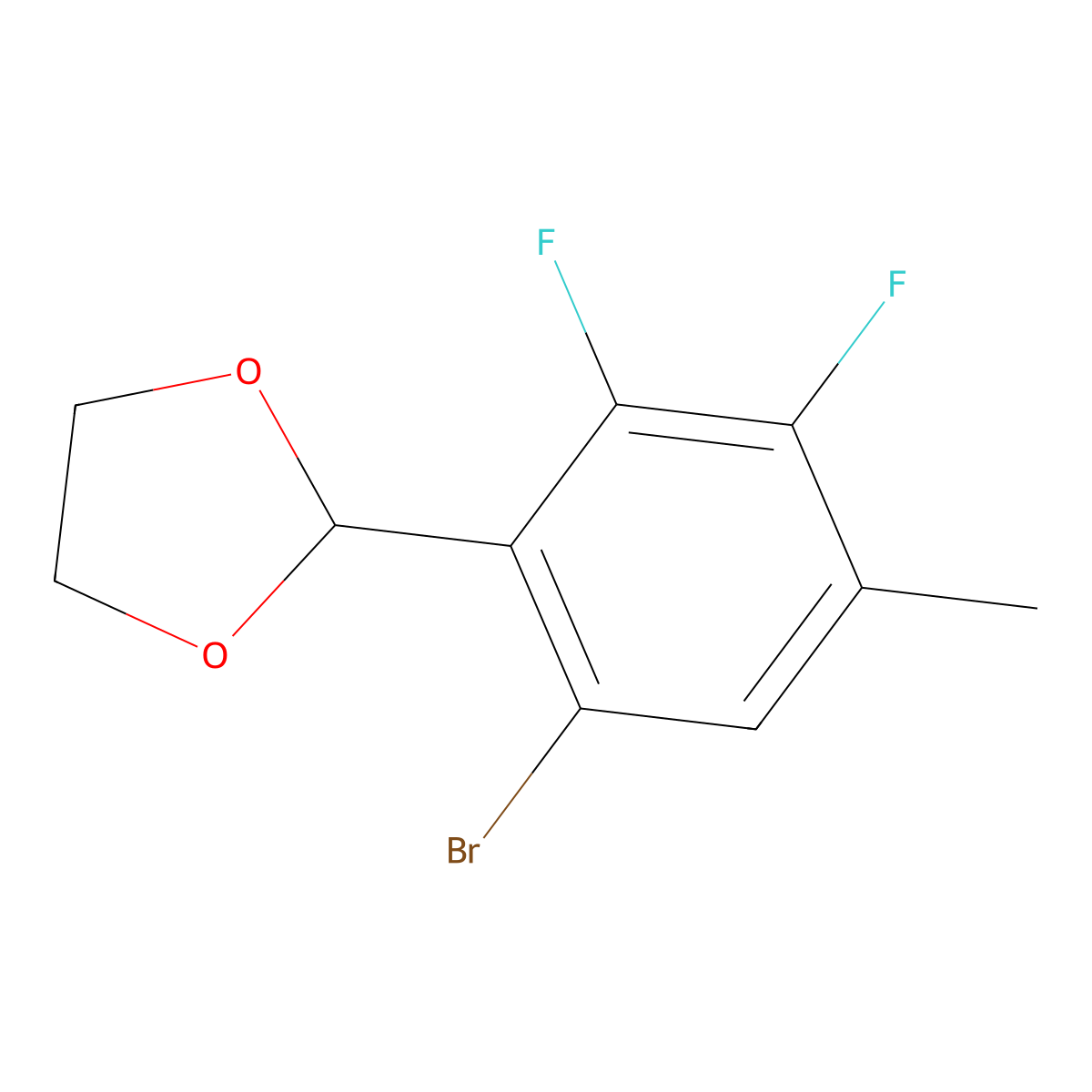 2-(6-Bromo-2,3-difluoro-4-methylphenyl)-1,3-dioxolane molecular structure, CAS 2921743-46-4