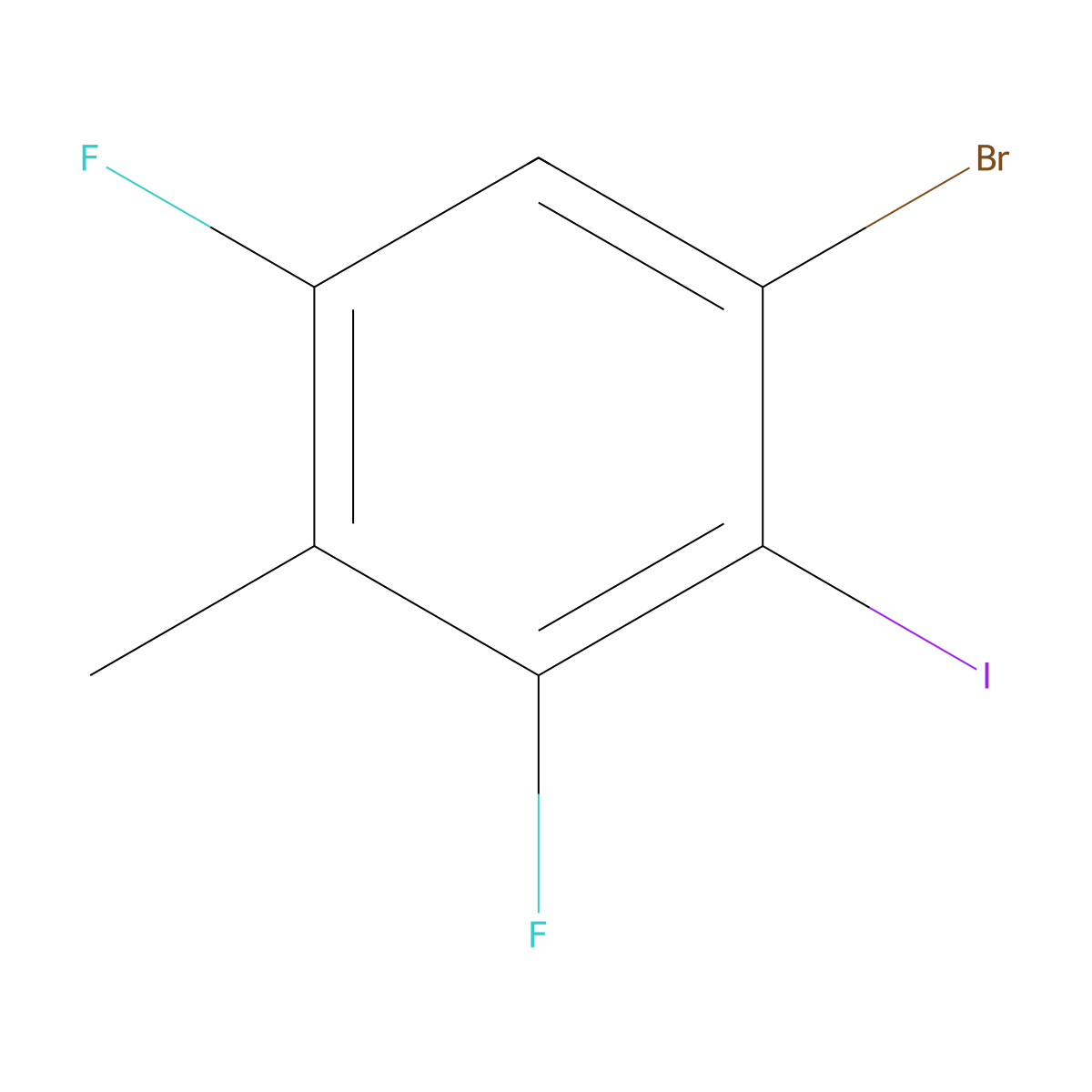1-Bromo-3,5-difluoro-2-iodo-4-methylbenzene molecular structure, CAS 2921744-84-3