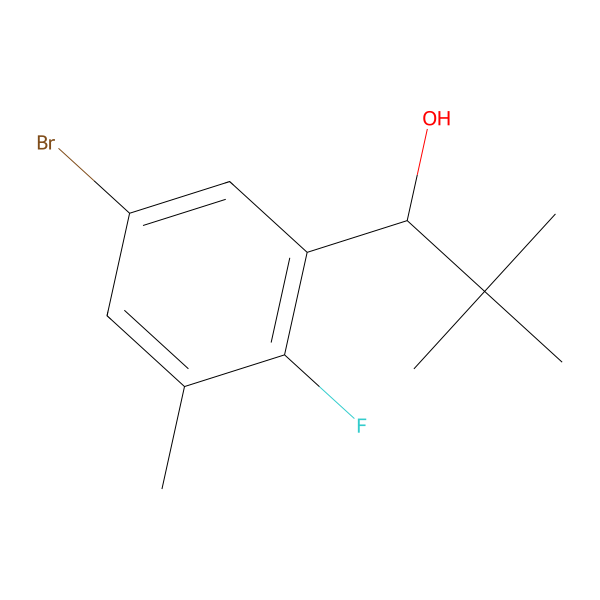 1-(5-Bromo-2-fluoro-3-methylphenyl)-2,2-dimethylpropan-1-ol molecular structure, CAS 2921745-70-0