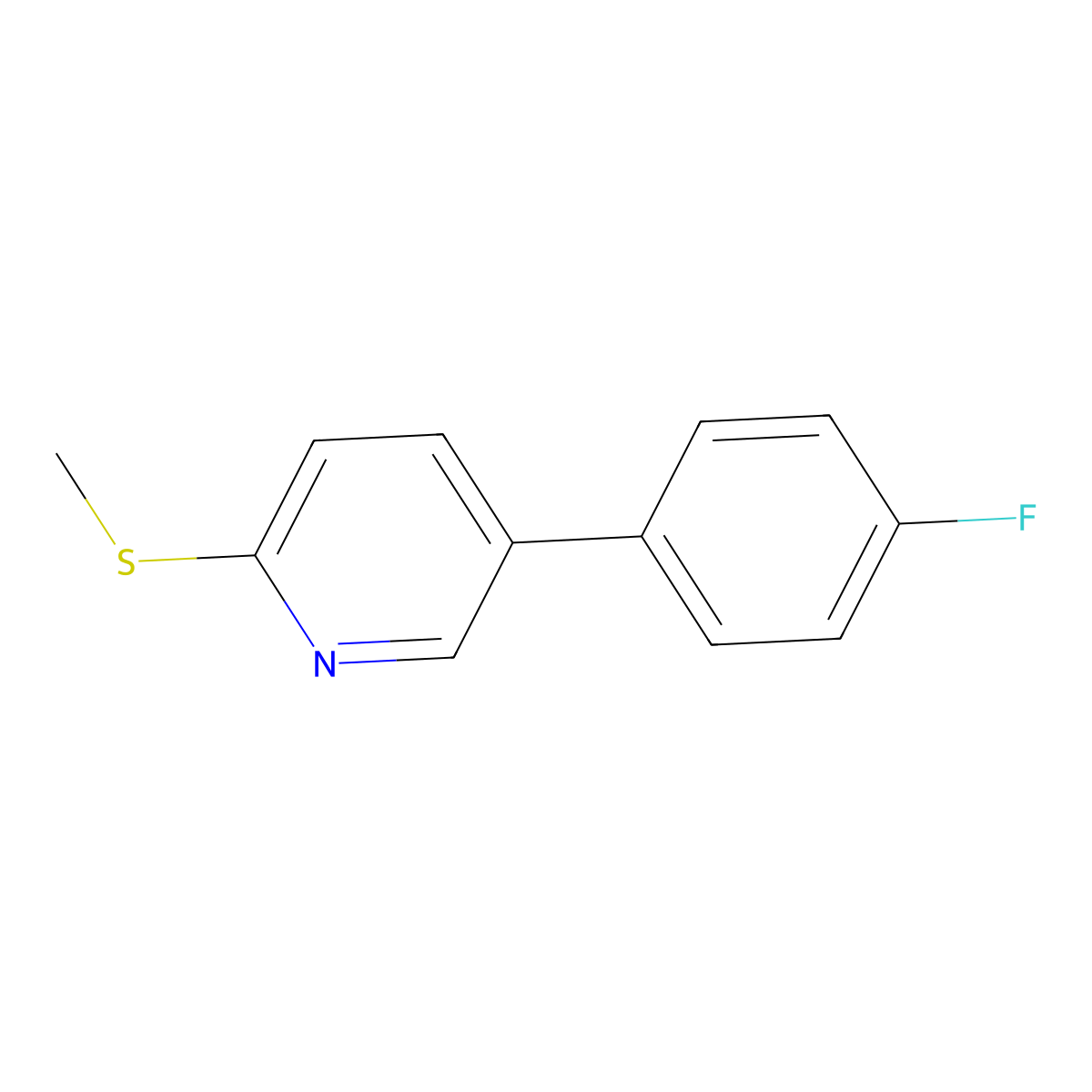 5-(4-Fluorophenyl)-2-(methylthio)pyridine molecular structure, CAS 2921750-51-6
