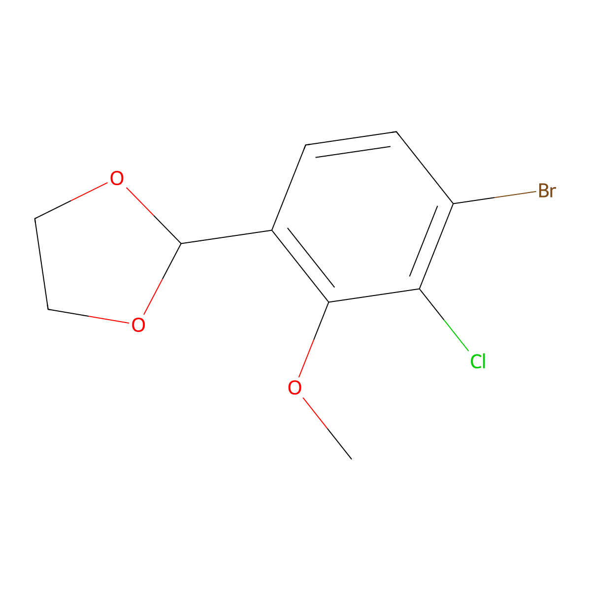 2-(4-Bromo-3-chloro-2-methoxyphenyl)-1,3-dioxolane molecular structure, CAS 2921751-46-2
