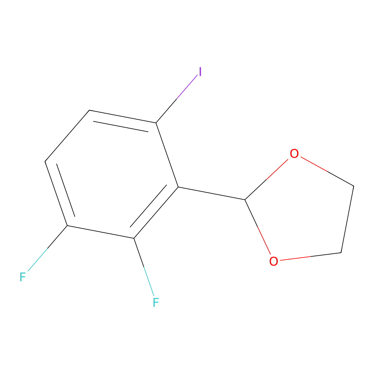 2-(2,3-Difluoro-6-iodophenyl)-1,3-dioxolane molecular structure, CAS 2921751-54-2