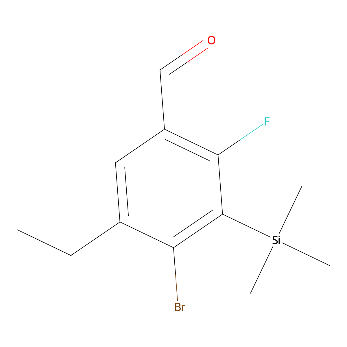 4-Bromo-5-ethyl-2-fluoro-3-(trimethylsilyl)benzaldehyde molecular structure, CAS 2921752-78-3