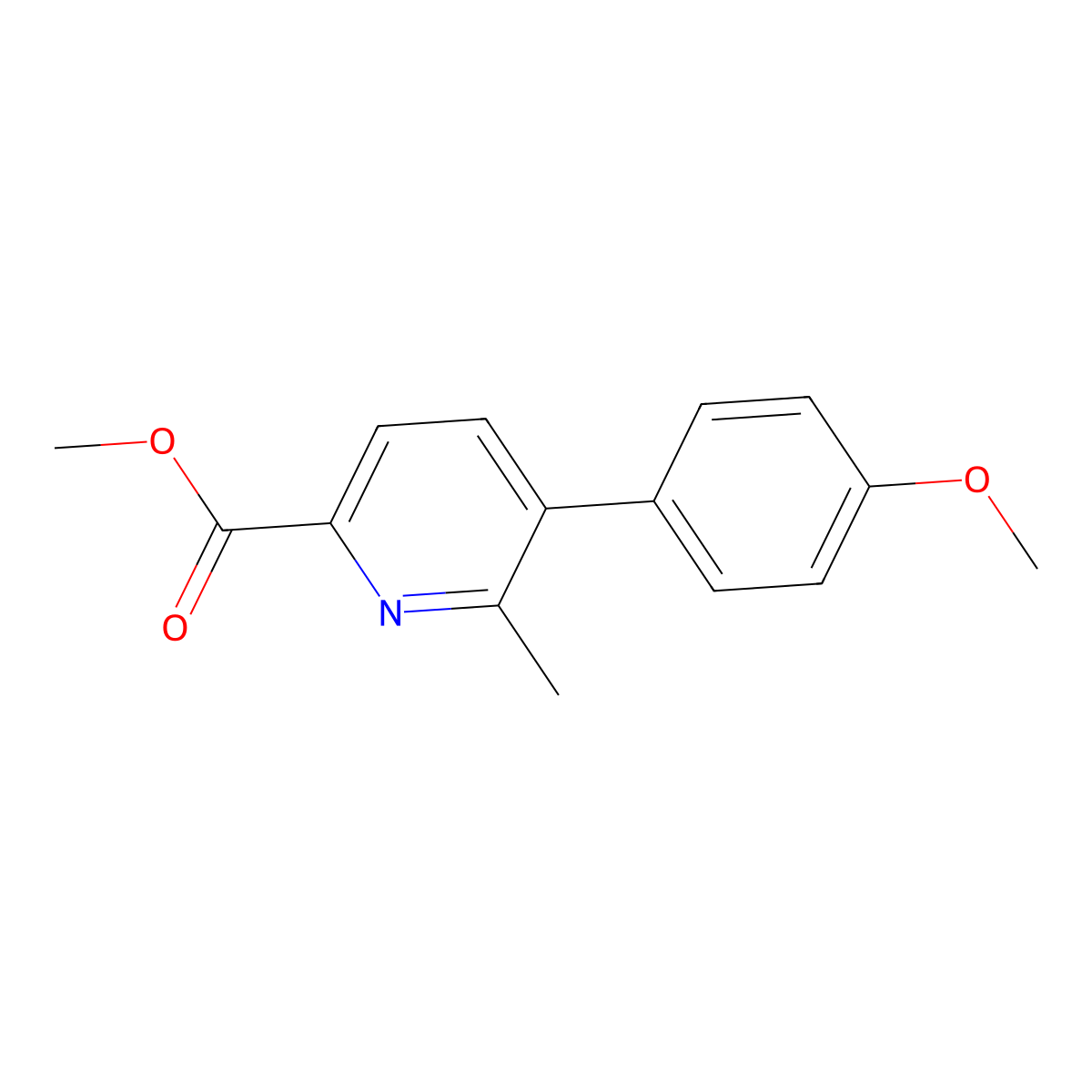 Methyl 5-(4-methoxyphenyl)-6-methylpicolinate molecular structure, CAS 2921753-17-3