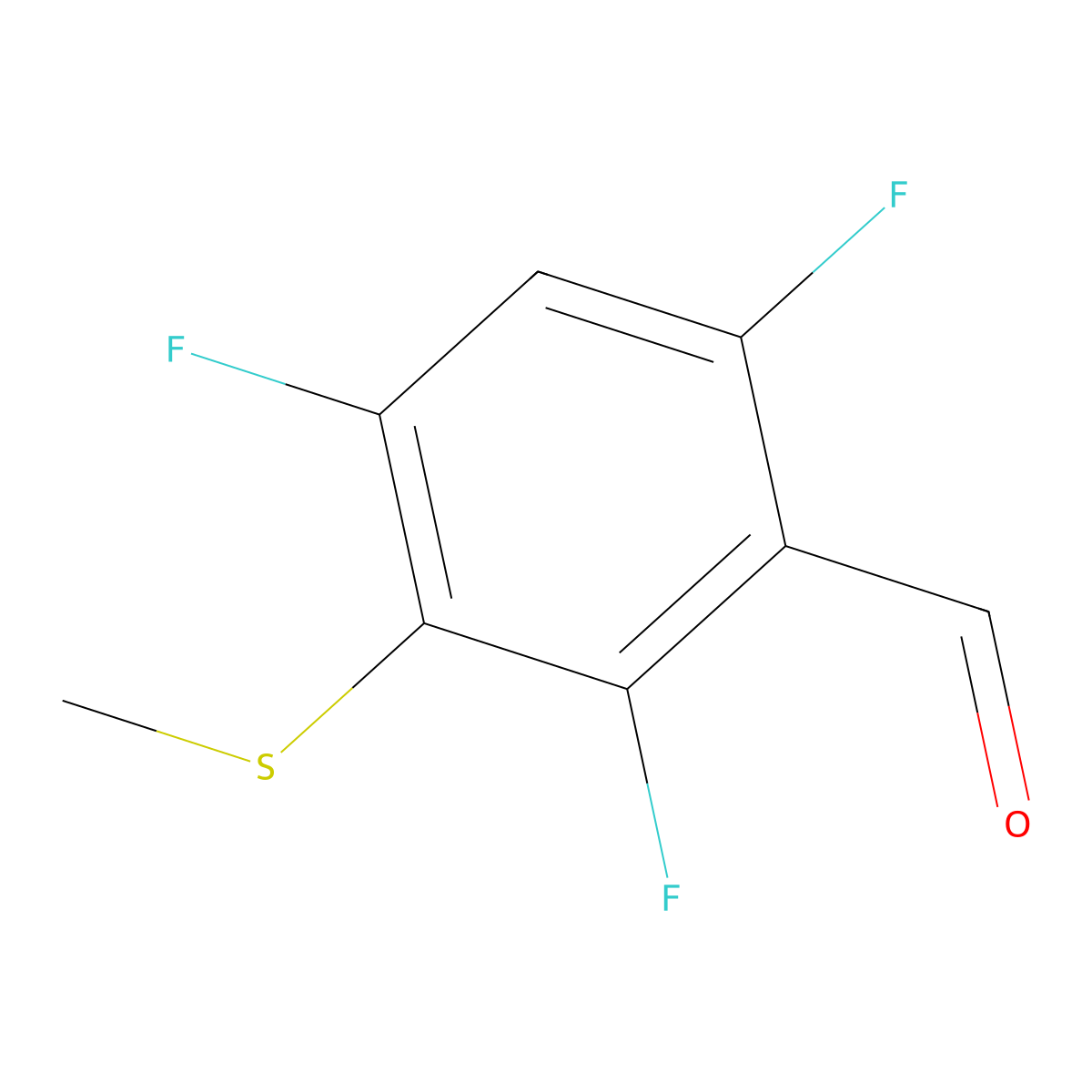 2,4,6-Trifluoro-3-(methylthio)benzaldehyde molecular structure, CAS 2921753-92-4