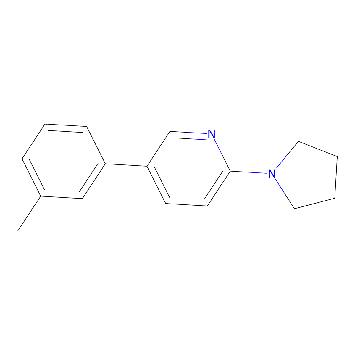 2-(Pyrrolidin-1-yl)-5-(m-tolyl)pyridine molecular structure, CAS 2921754-42-7