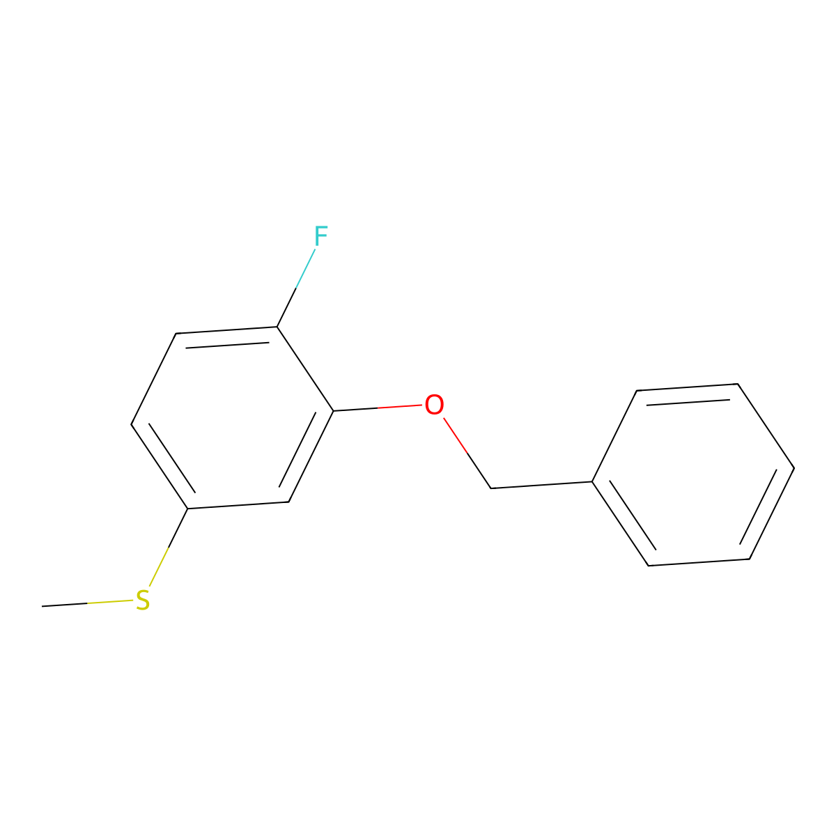 (3-(Benzyloxy)-4-fluorophenyl)(methyl)sulfane molecular structure, CAS 2921756-23-0