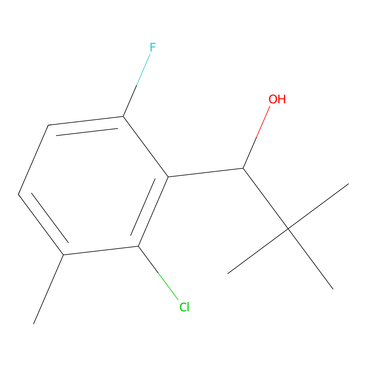1-(2-Chloro-6-fluoro-3-methylphenyl)-2,2-dimethylpropan-1-ol molecular structure, CAS 2921756-60-5