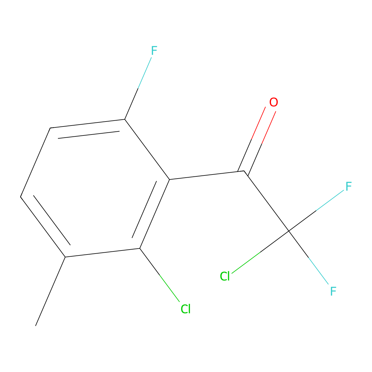 2-Chloro-1-(2-chloro-6-fluoro-3-methylphenyl)-2,2-difluoroethanone molecular structure, CAS 2921756-83-2