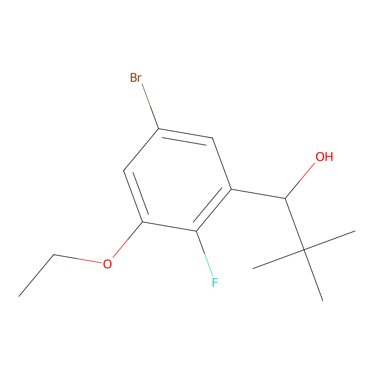 1-(5-Bromo-3-ethoxy-2-fluorophenyl)-2,2-dimethylpropan-1-ol molecular structure, CAS 2921756-84-3