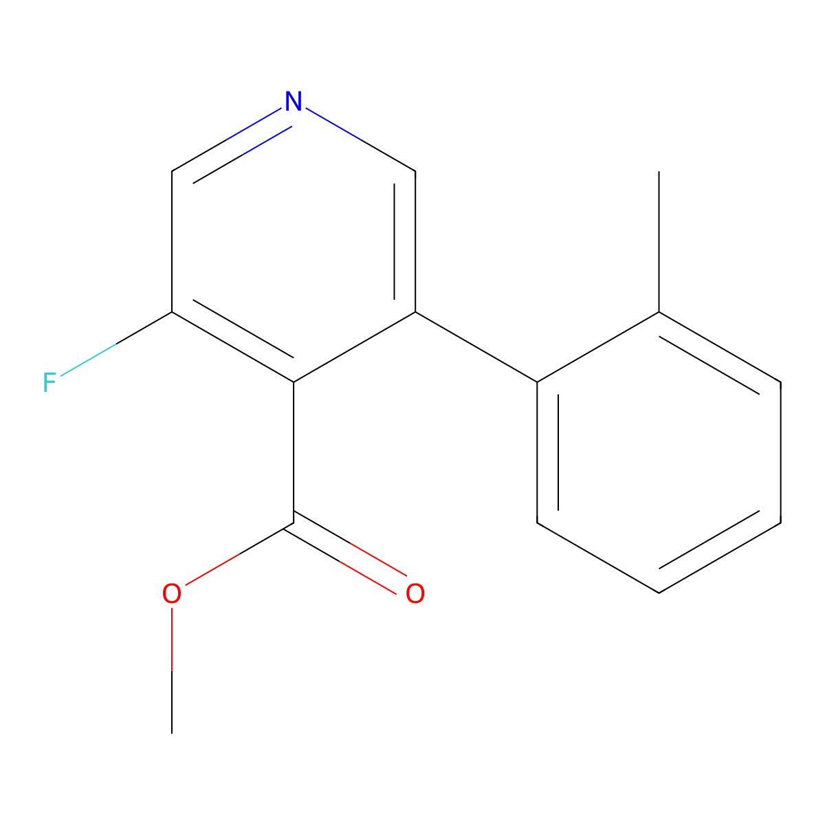 Methyl 3-fluoro-5-(o-tolyl)isonicotinate molecular structure, CAS 2921757-13-1