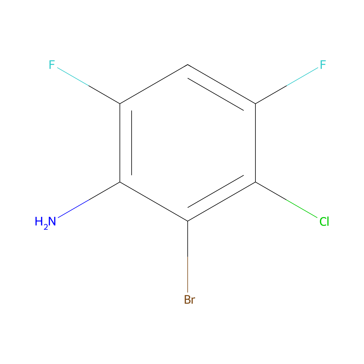 2-Bromo-3-chloro-4,6-difluoroaniline molecular structure, CAS 2921757-36-8