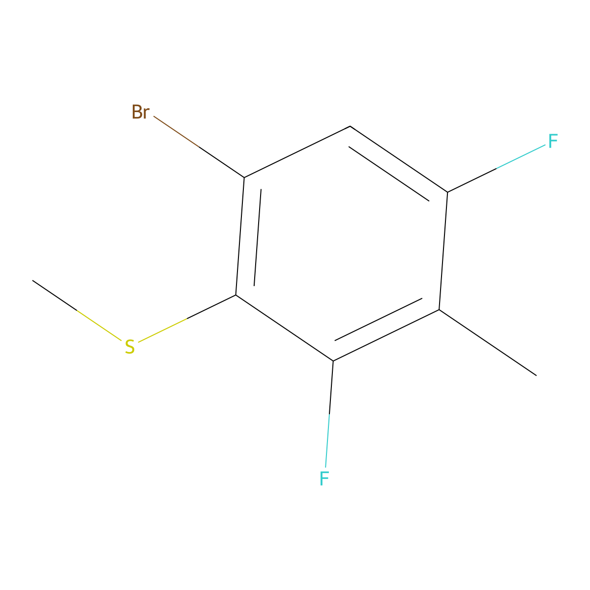 (6-Bromo-2,4-difluoro-3-methylphenyl)(methyl)sulfane molecular structure, CAS 2921757-73-3
