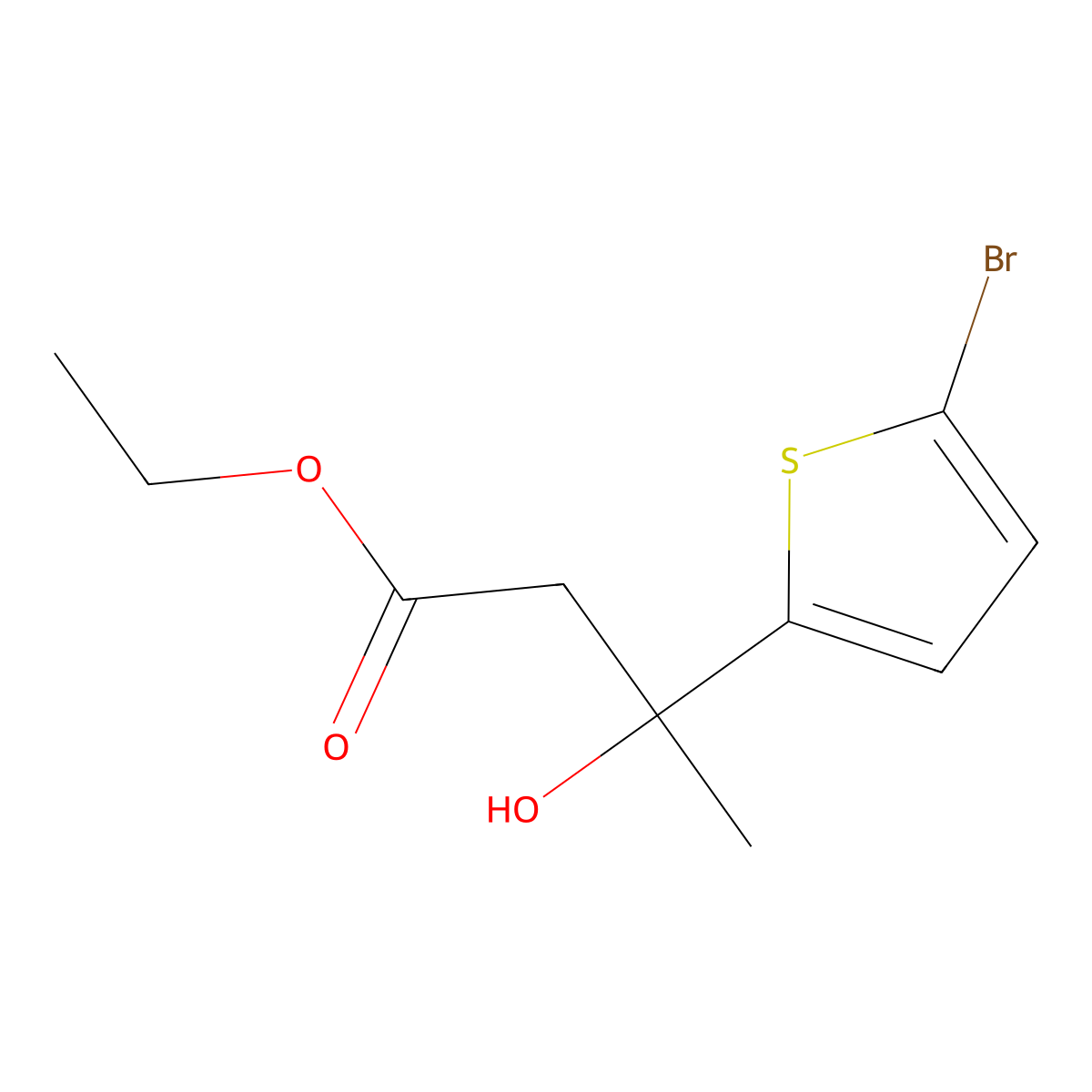 Ethyl 3-(5-bromothiophen-2-yl)-3-hydroxybutanoate molecular structure, CAS 2921796-85-0