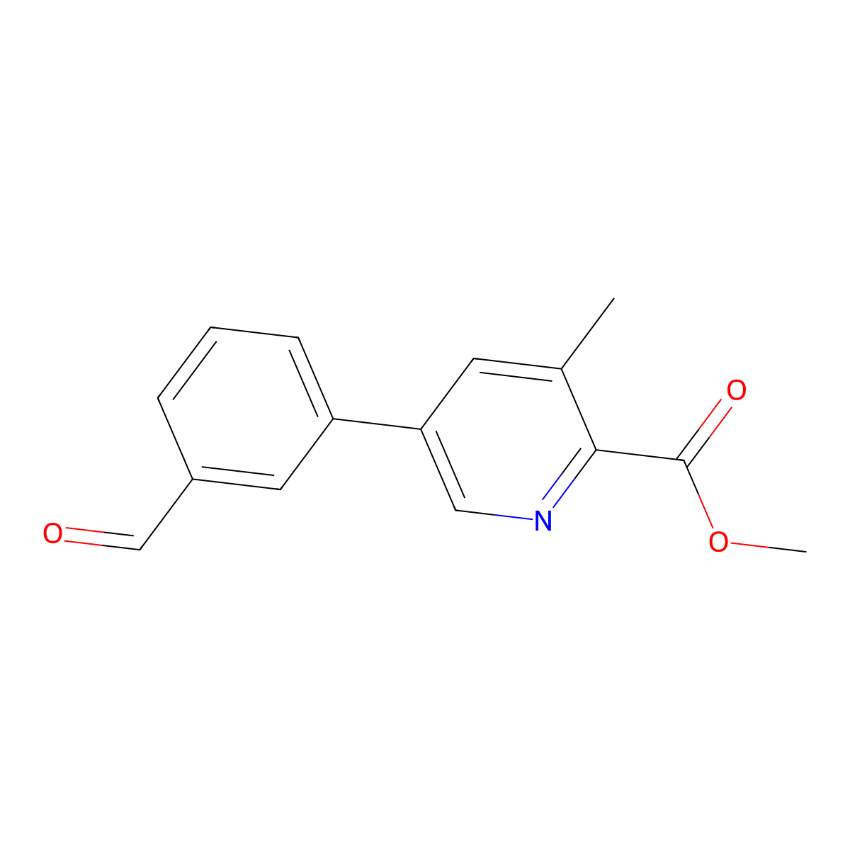 Methyl 5-(3-formylphenyl)-3-methylpicolinate molecular structure, CAS 2921796-96-3