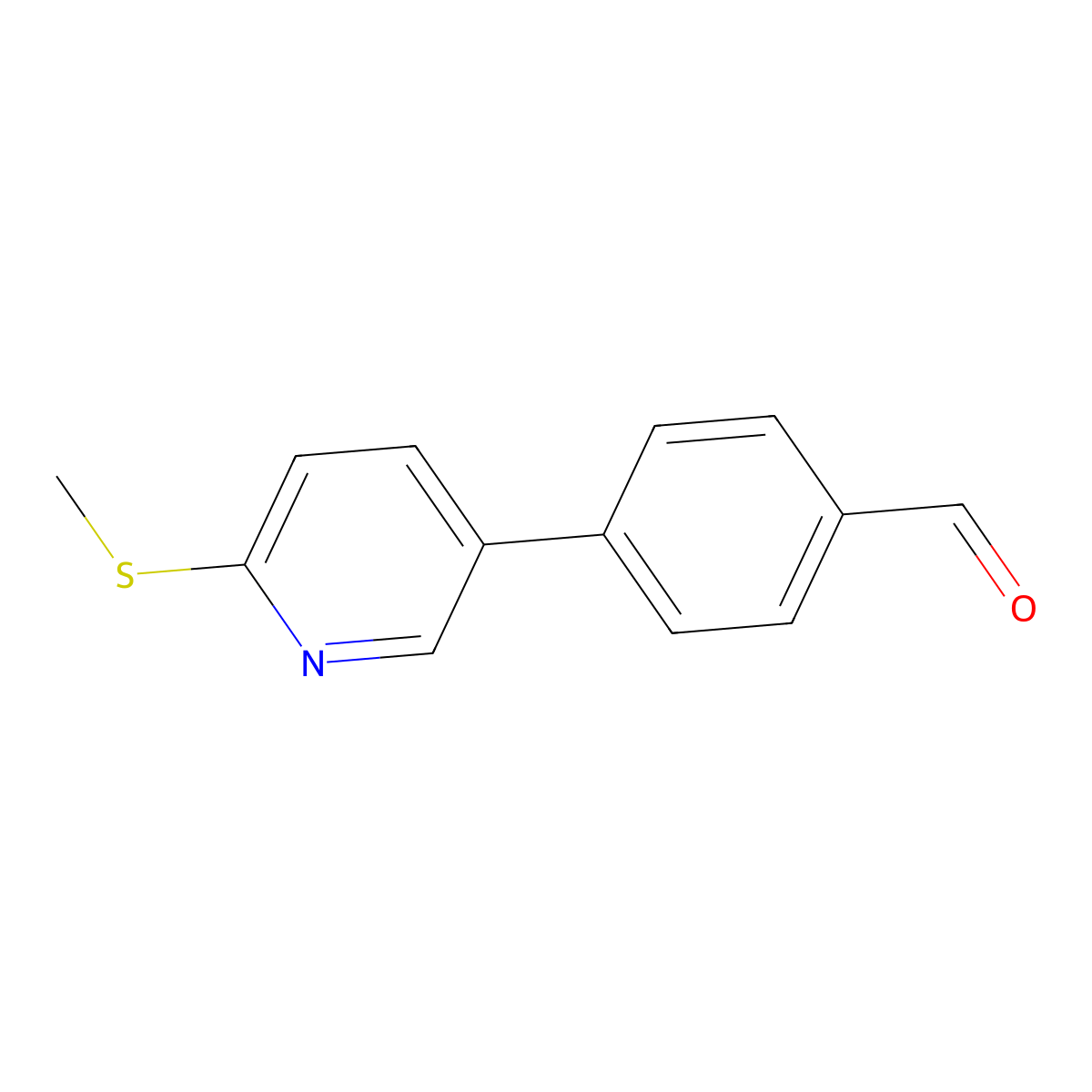 4-(6-(Methylthio)pyridin-3-yl)benzaldehyde molecular structure, CAS 2921797-03-5