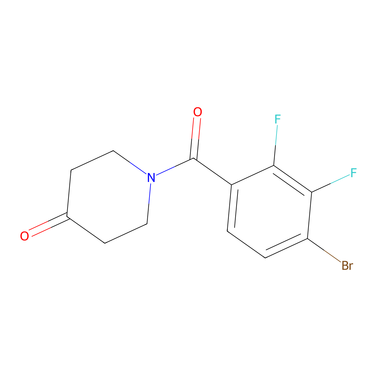 1-(4-Bromo-2,3-difluorobenzoyl)piperidin-4-one molecular structure, CAS 2921798-16-3