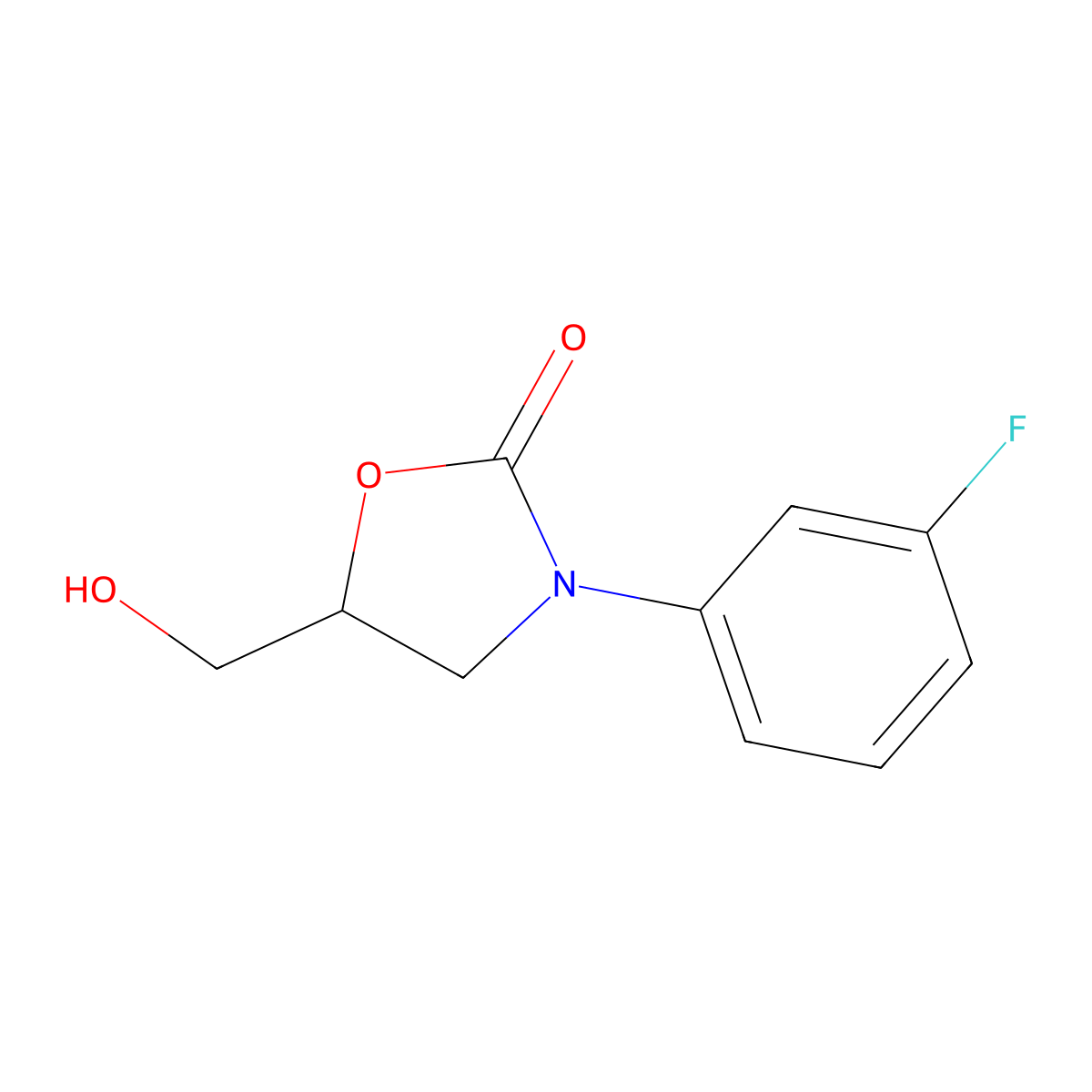 2-Oxazolidinone, 3-(m-fluorophenyl)-5-hydroxymethyl- molecular structure, CAS 29218-22-2