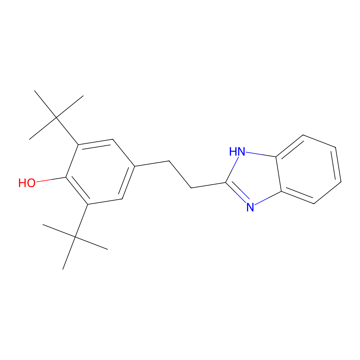 4-[2-(1H-benzimidazol-2-yl)ethyl]-2,6-di-tert-butylphenol molecular structure, CAS 29218-51-7