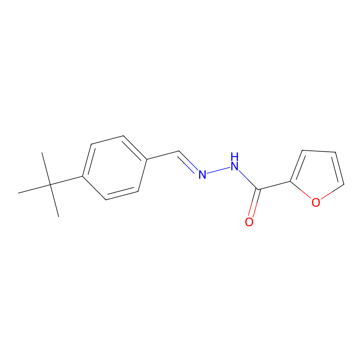 2-Furancarboxylic acid, 2-[[4-(1,1-dimethylethyl)phenyl]methylene]hydrazide molecular structure, CAS 292180-97-3