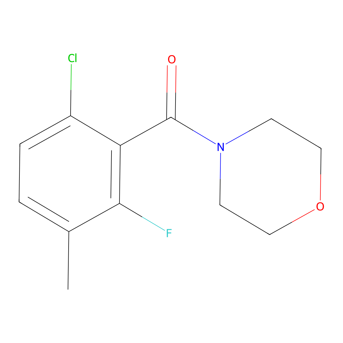 (6-Chloro-2-fluoro-3-methylphenyl)(morpholino)methanone molecular structure, CAS 2921832-51-9