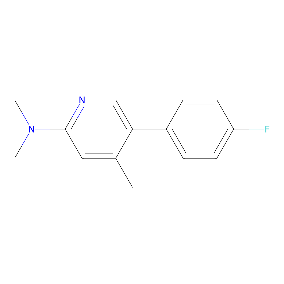 5-(4-fluorophenyl)-N,N,4-trimethylpyridin-2-amine molecular structure, CAS 2921832-80-4