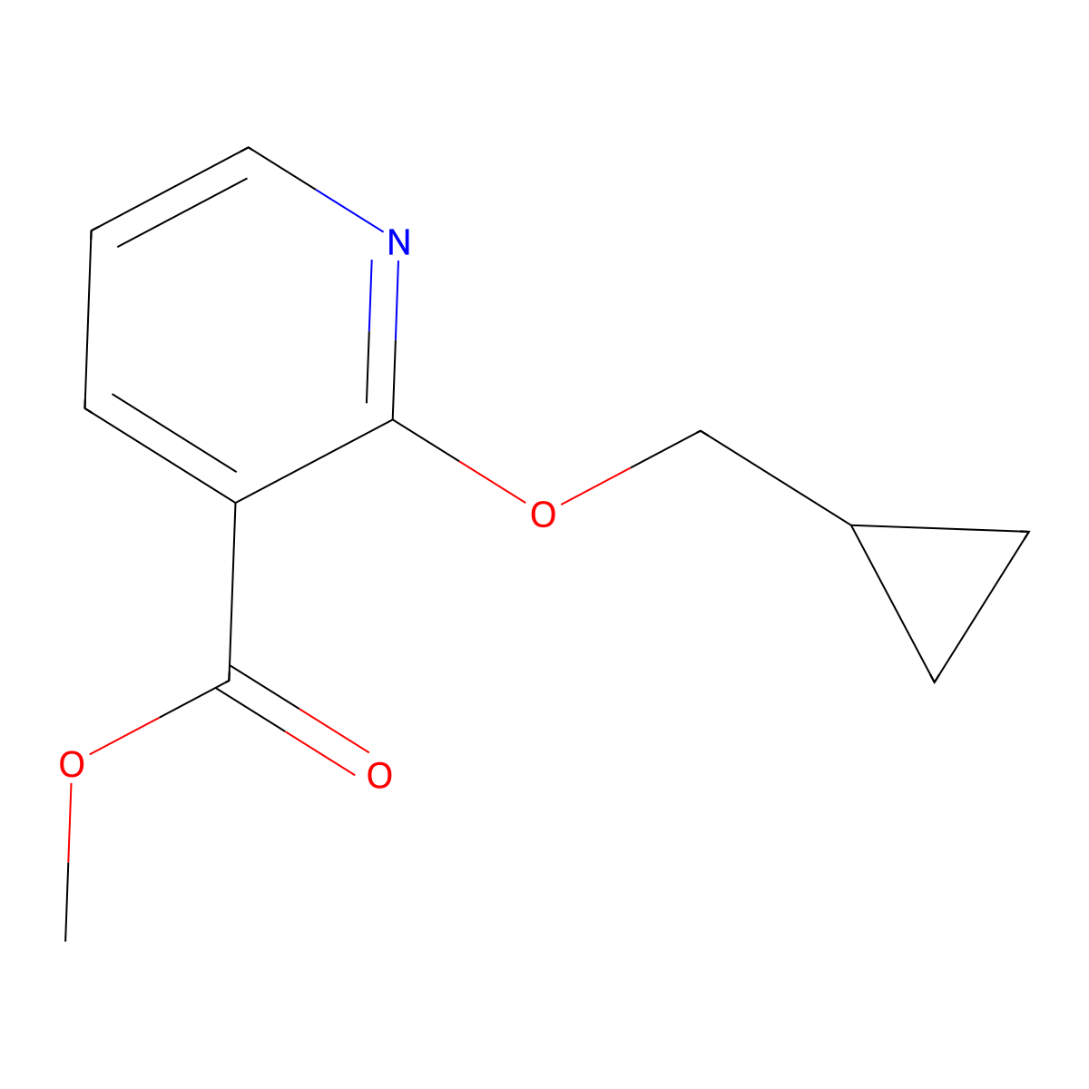 Methyl 2-(cyclopropylmethoxy)nicotinate molecular structure, CAS 2921833-27-2