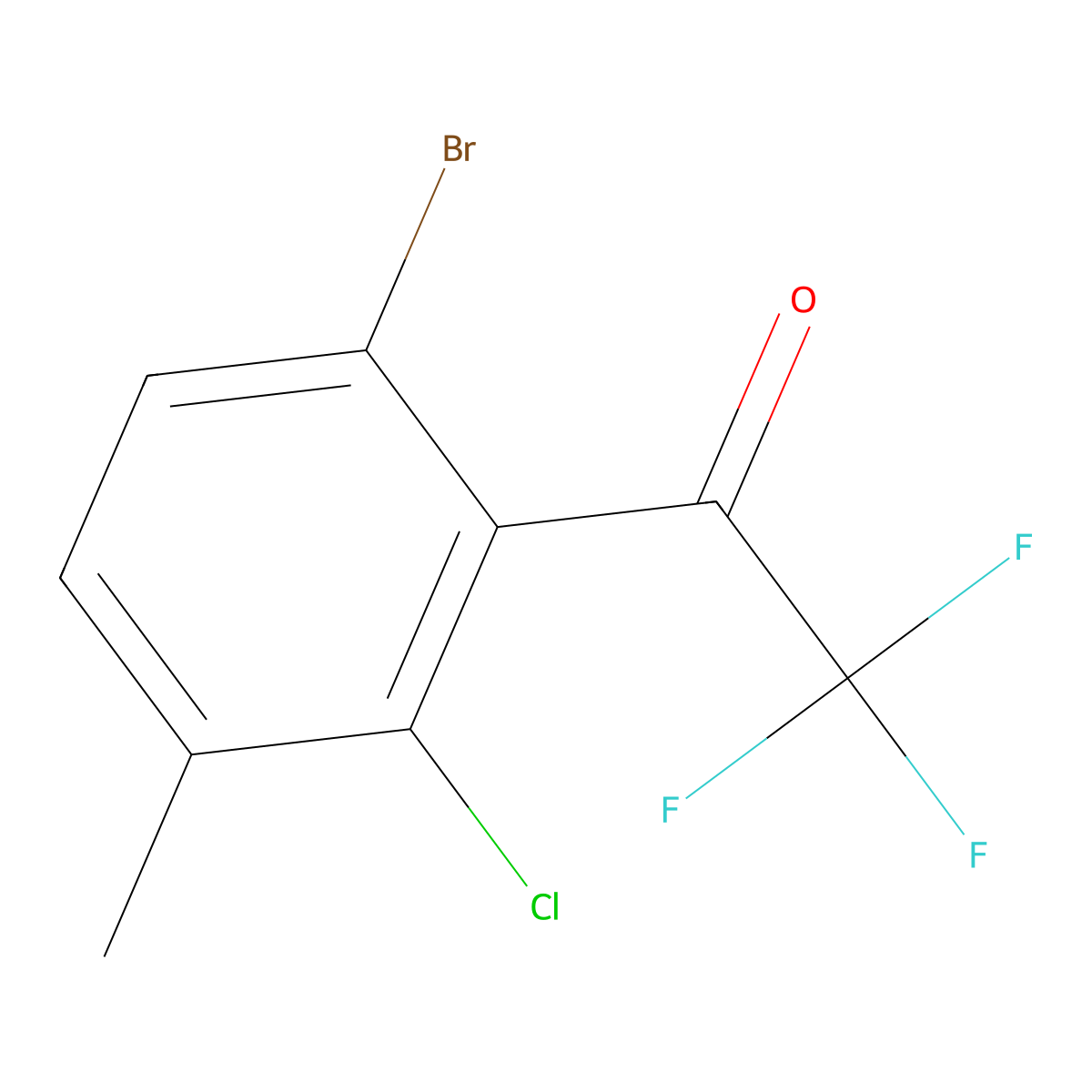 1-(6-Bromo-2-chloro-3-methylphenyl)-2,2,2-trifluoroethanone molecular structure, CAS 2921833-29-4