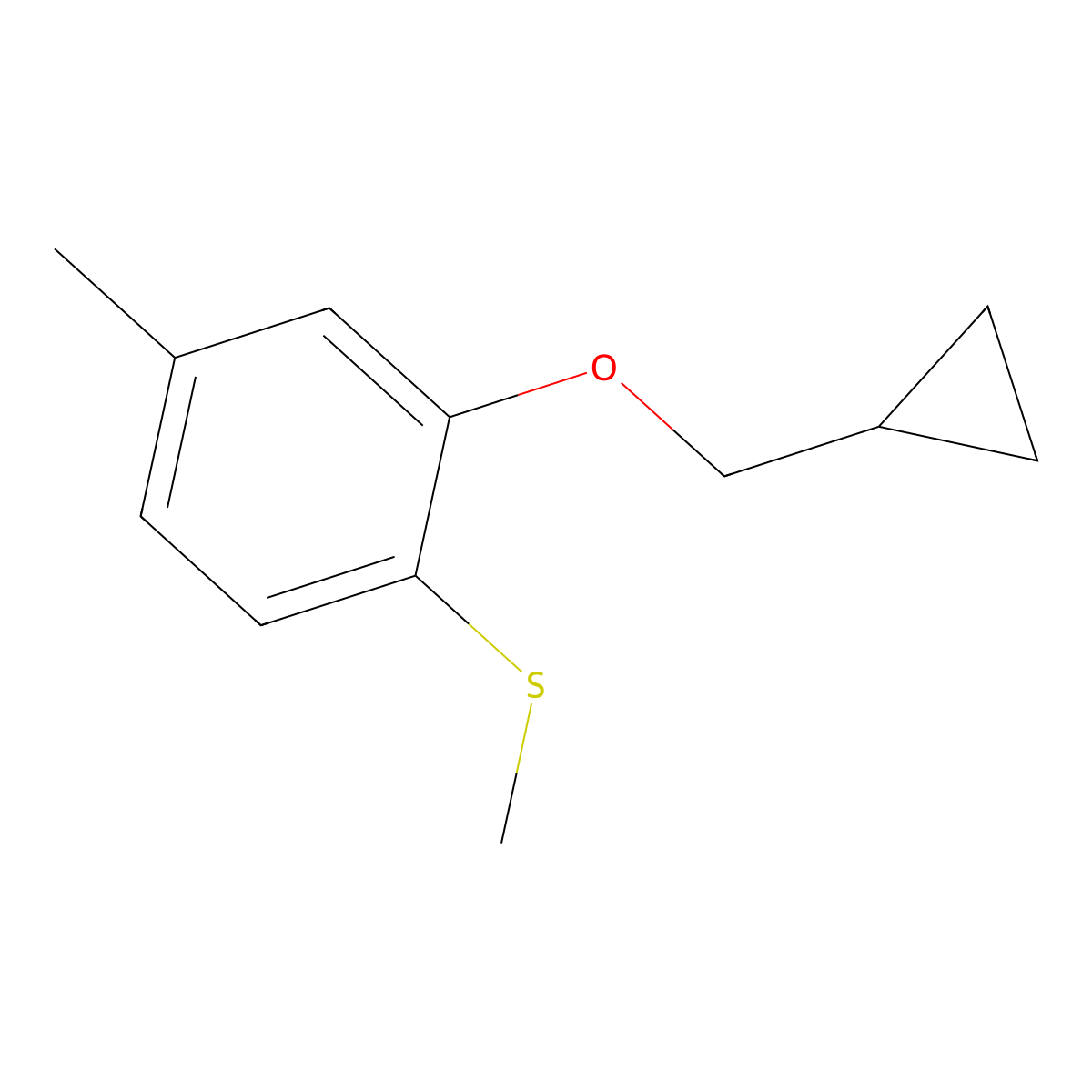 (2-(Cyclopropylmethoxy)-4-methylphenyl)(methyl)sulfane molecular structure, CAS 2921834-02-6