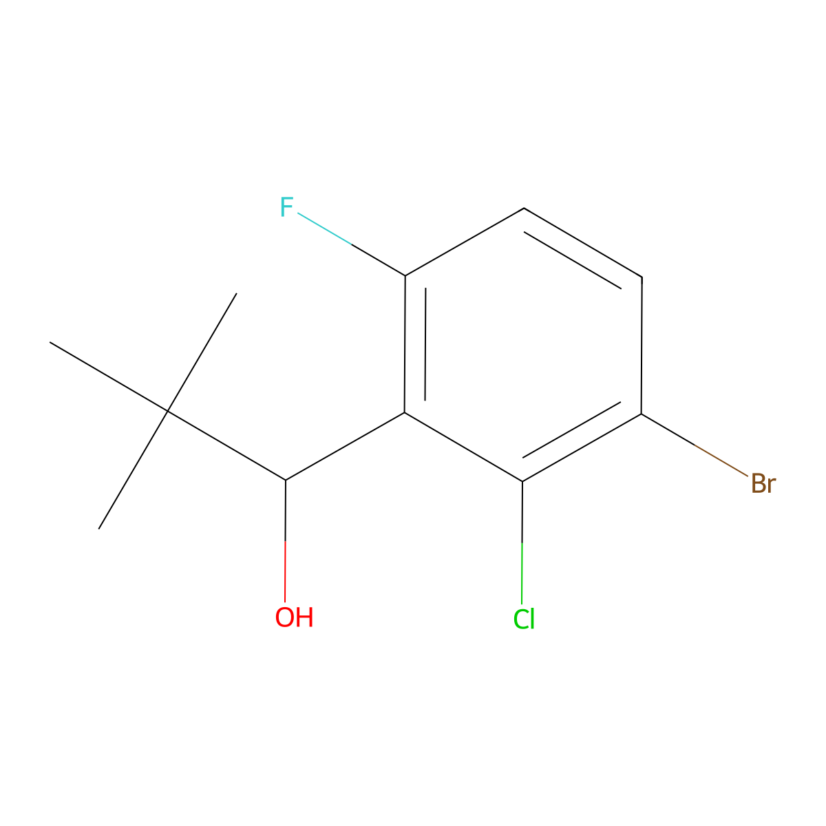 1-(3-Bromo-2-chloro-6-fluorophenyl)-2,2-dimethylpropan-1-ol molecular structure, CAS 2921834-46-8
