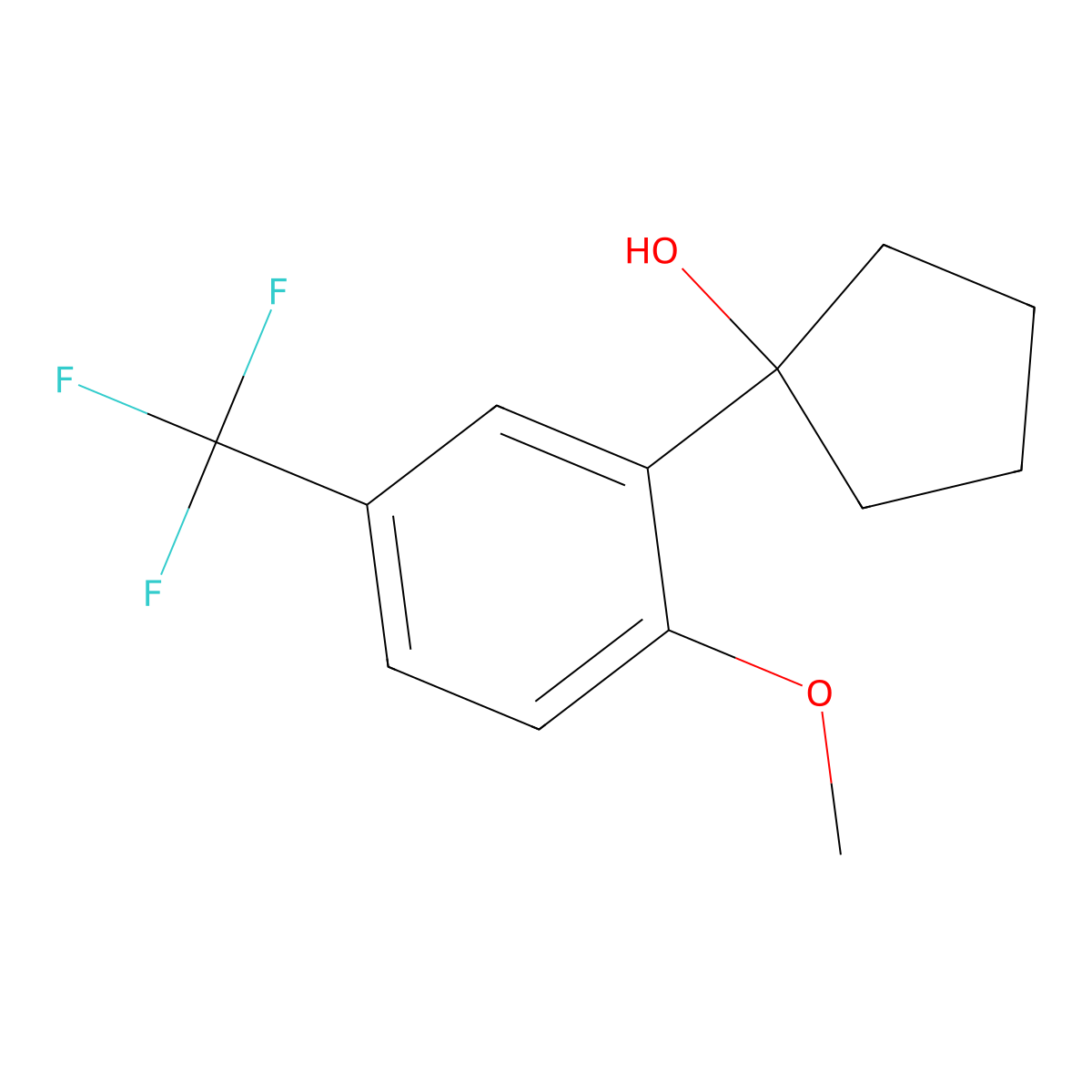 1-(2-Methoxy-5-(trifluoromethyl)phenyl)cyclopentanol molecular structure, CAS 2921834-56-0