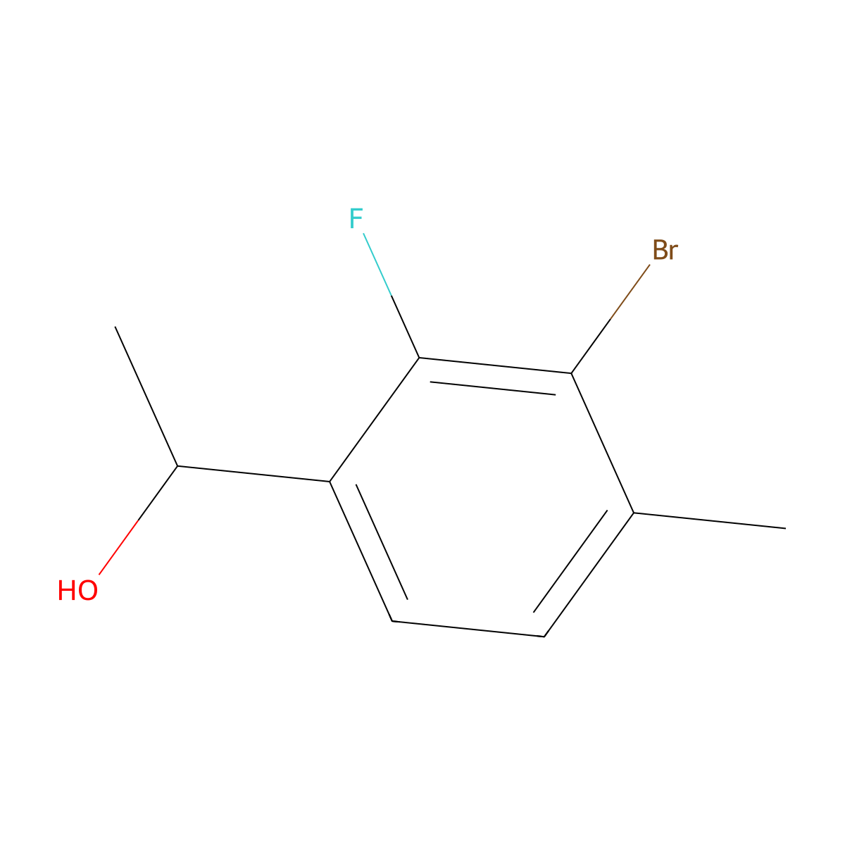 1-(3-Bromo-2-fluoro-4-methylphenyl)ethanol molecular structure, CAS 2921836-23-7
