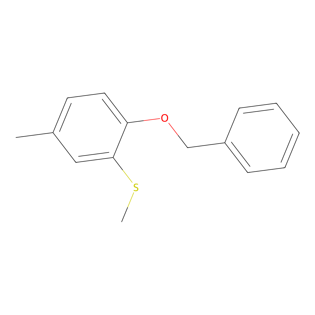 (2-(Benzyloxy)-5-methylphenyl)(methyl)sulfane molecular structure, CAS 2921836-41-9