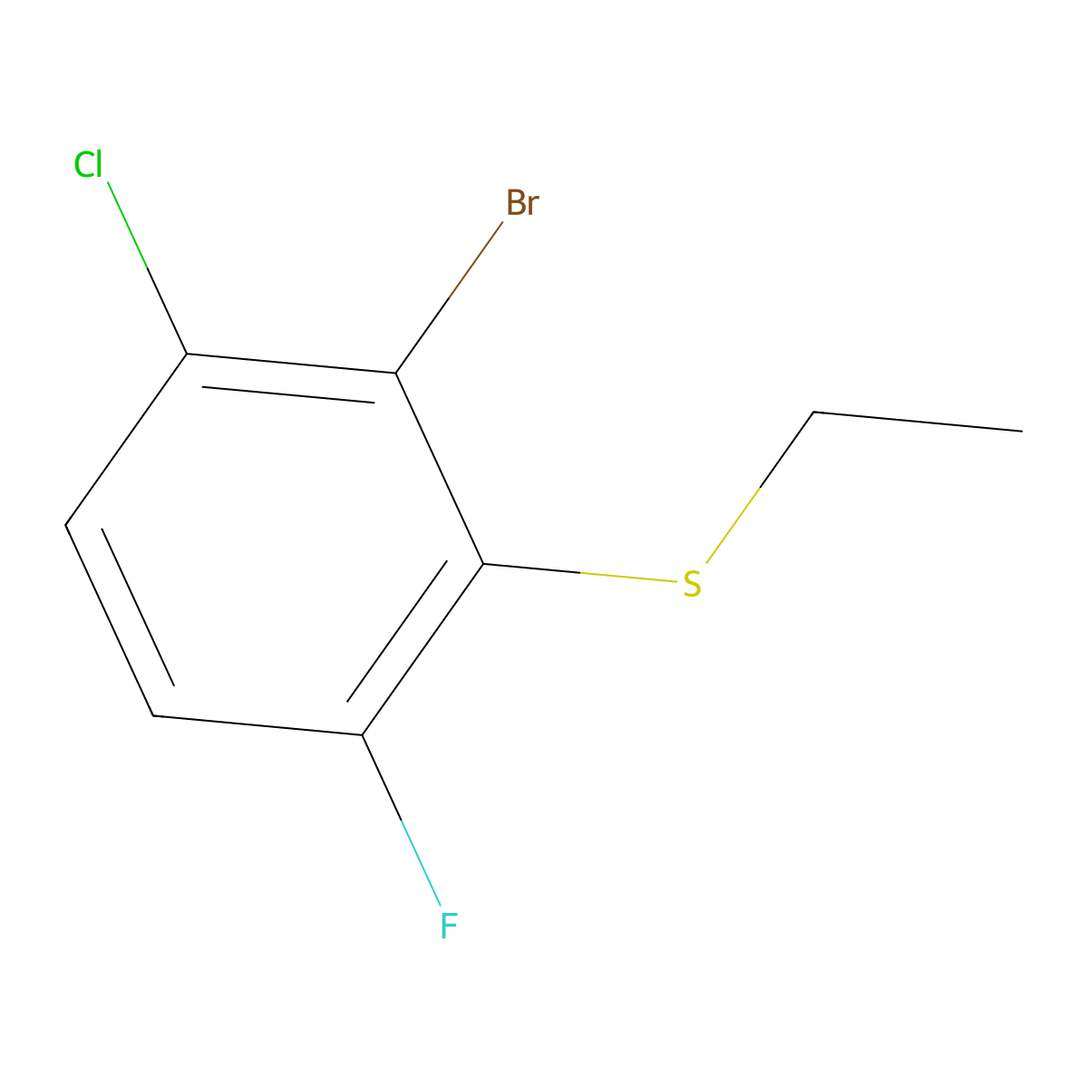(2-Bromo-3-chloro-6-fluorophenyl)(ethyl)sulfane molecular structure, CAS 2921836-68-0