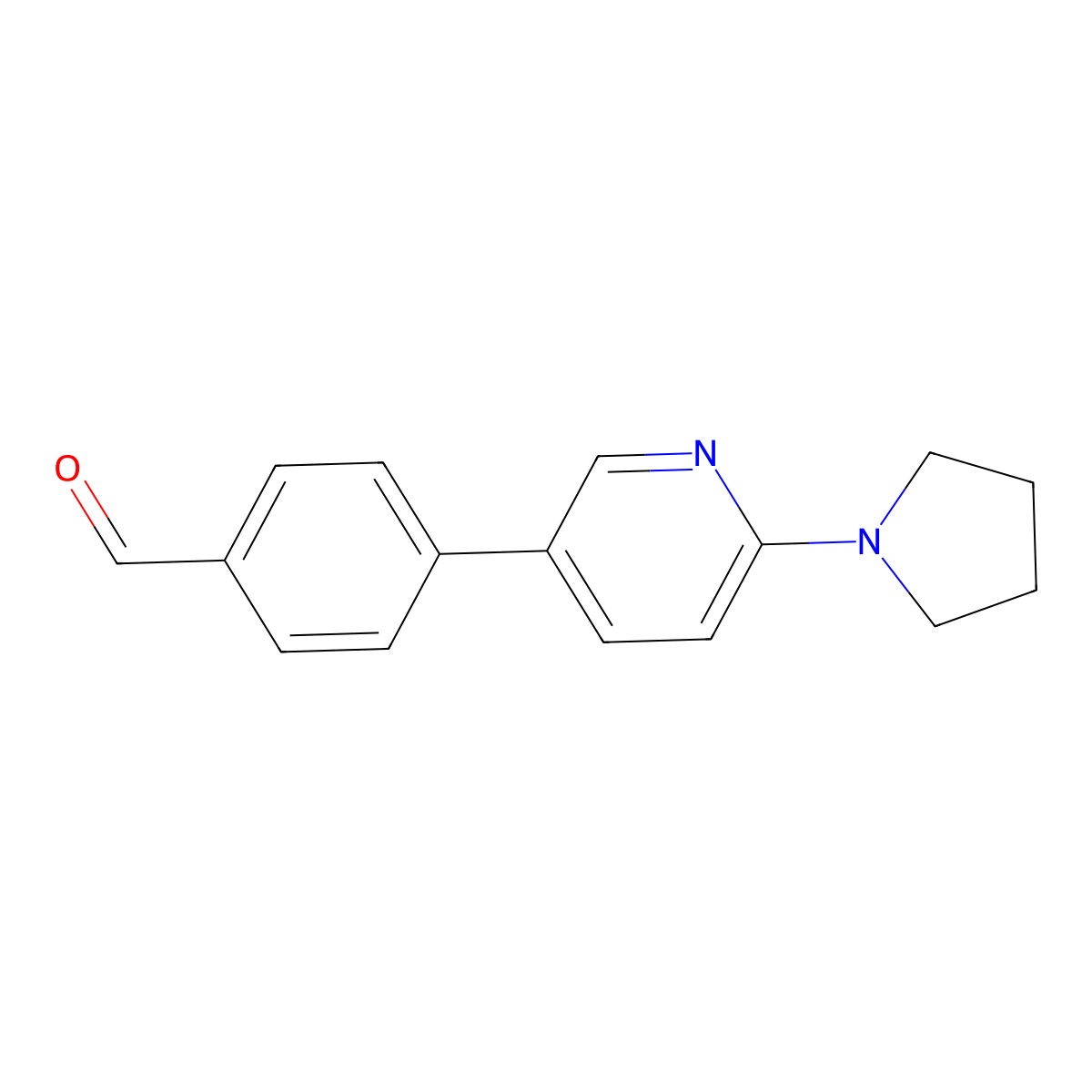 4-(6-(Pyrrolidin-1-yl)pyridin-3-yl)benzaldehyde molecular structure, CAS 2921836-71-5