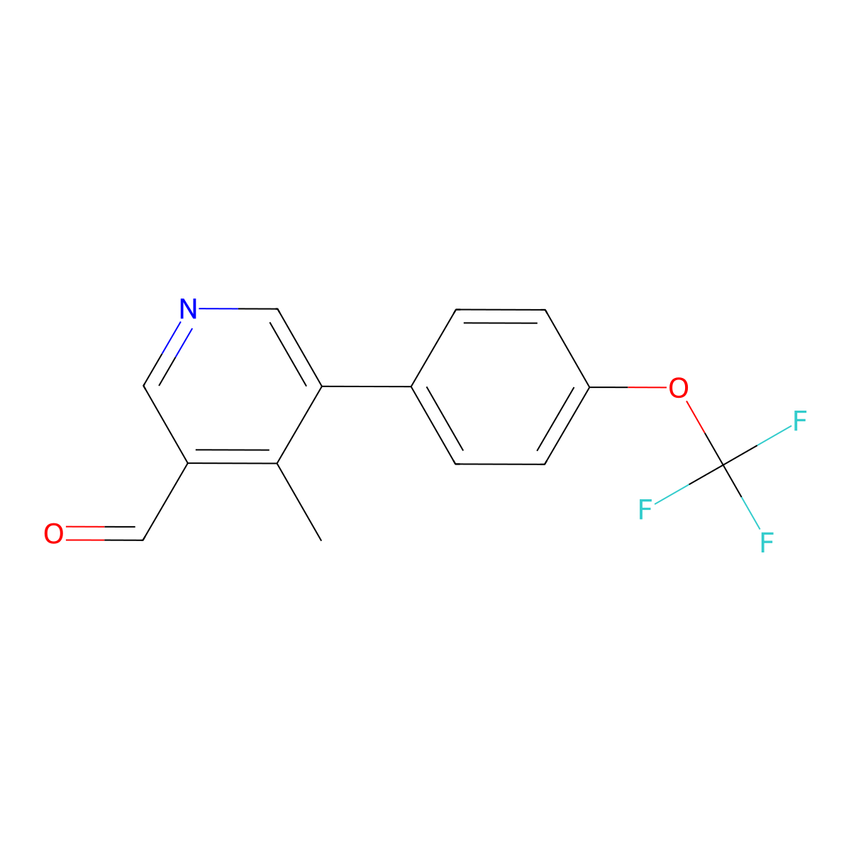 4-Methyl-5-(4-(trifluoromethoxy)phenyl)nicotinaldehyde molecular structure, CAS 2921836-90-8