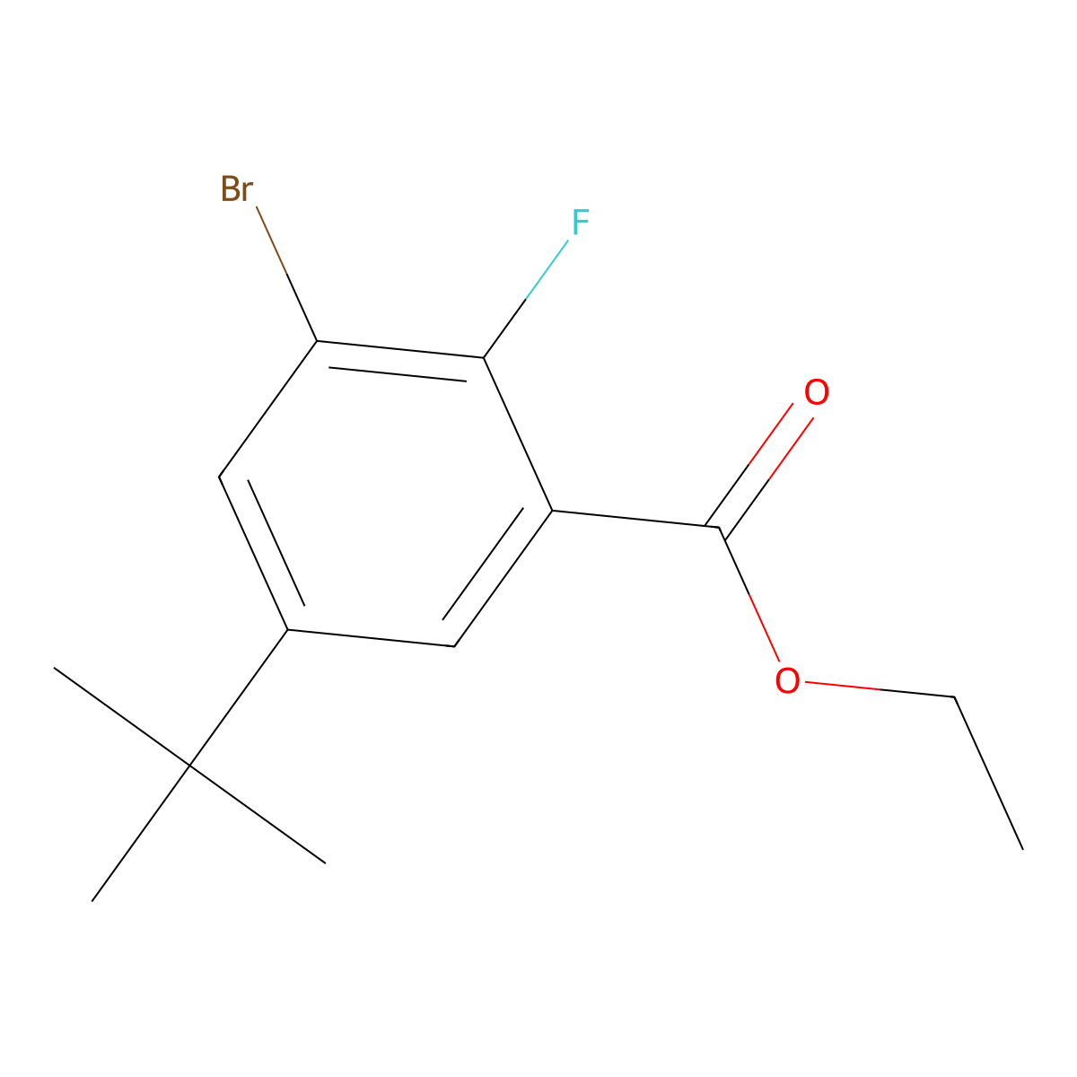 Ethyl 3-bromo-5-(tert-butyl)-2-fluorobenzoate molecular structure, CAS 2921836-94-2