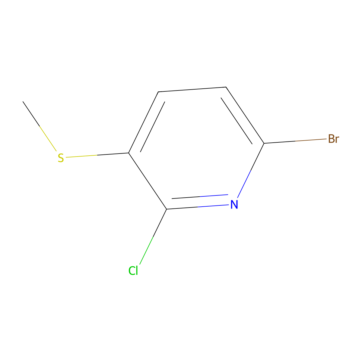 6-Bromo-2-chloro-3-(methylthio)pyridine molecular structure, CAS 2921837-38-7