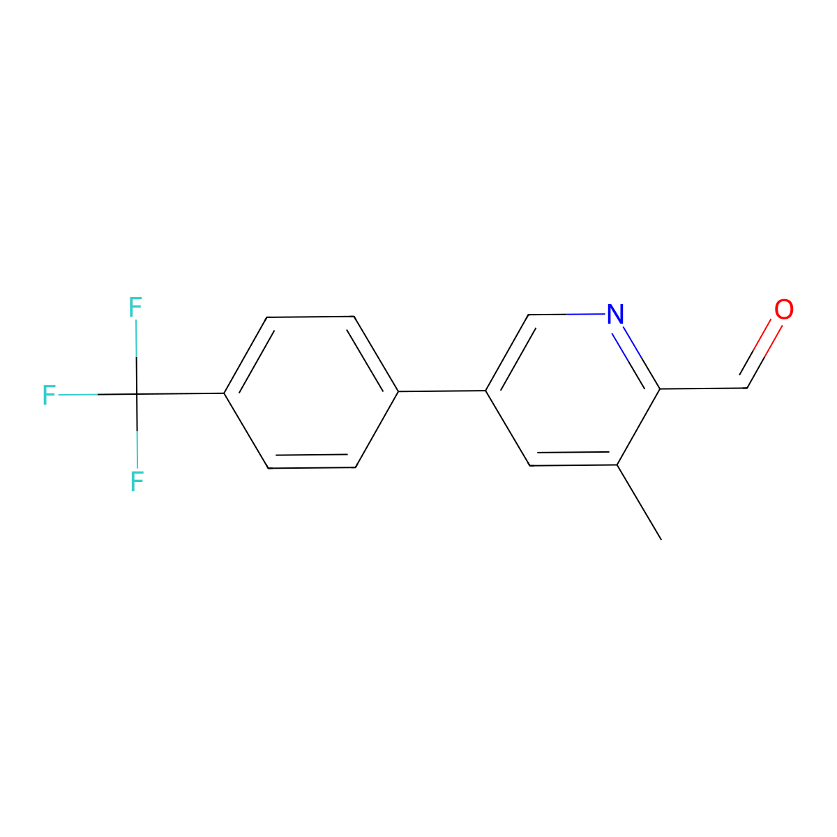 3-Methyl-5-(4-(trifluoromethyl)phenyl)picolinaldehyde molecular structure, CAS 2921838-50-6