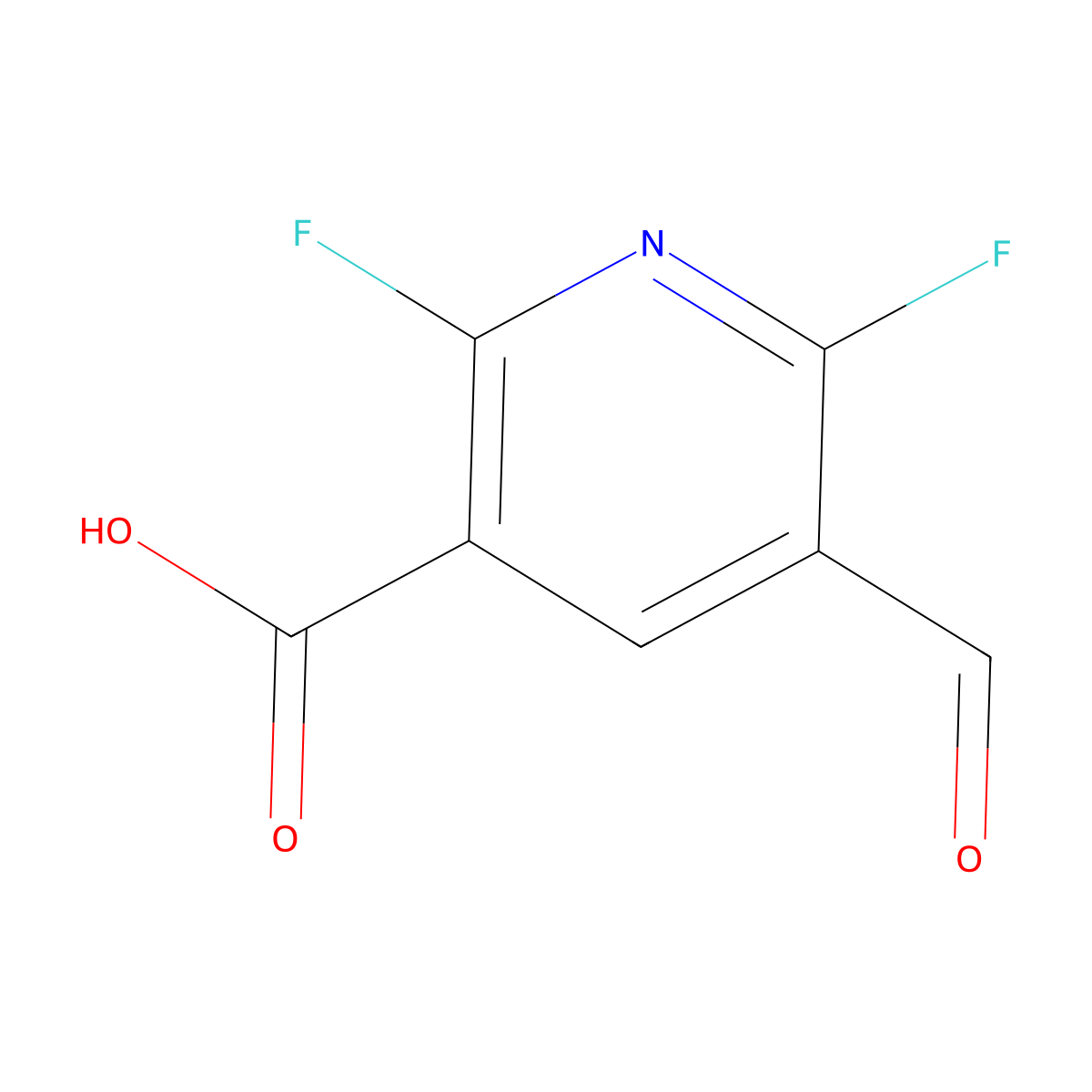 2,6-Difluoro-5-formylnicotinic acid molecular structure, CAS 2921838-91-5