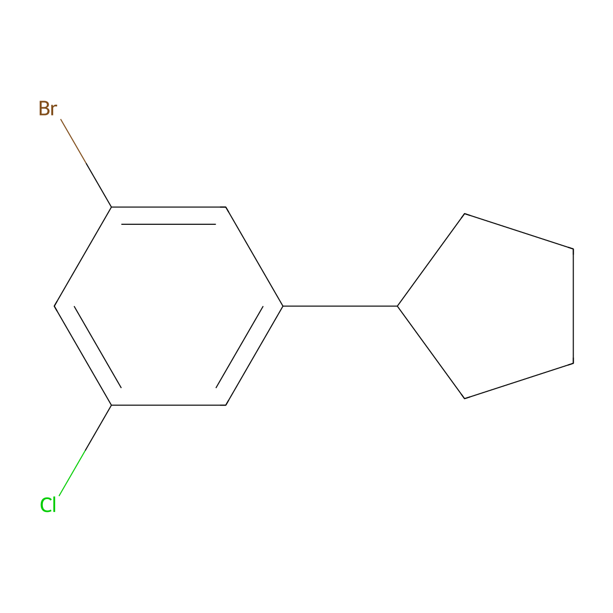 1-Bromo-3-chloro-5-cyclopentylbenzene molecular structure, CAS 2921839-30-5